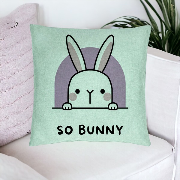 Perna Decorativa, Model So Bunny, 40x40 cm, Verde Menta, Husa Detasabila, Burduf 16 bsc0275 PhotoRoom