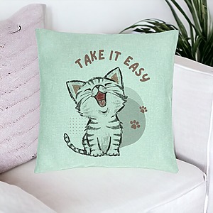 Alternative view of Perna Decorativa, Model Take it Easy, 40x40 cm, Verde Menta, Husa Detasabila, Burduf