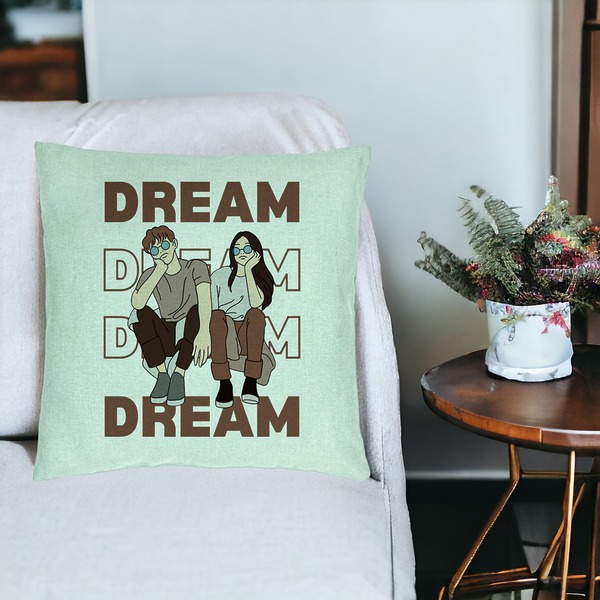 Perna Decorativa, Model Dream Friends, 40x40 cm, Verde Menta, Husa Detasabila, Burduf 19 bsc0278 PhotoRoom 3