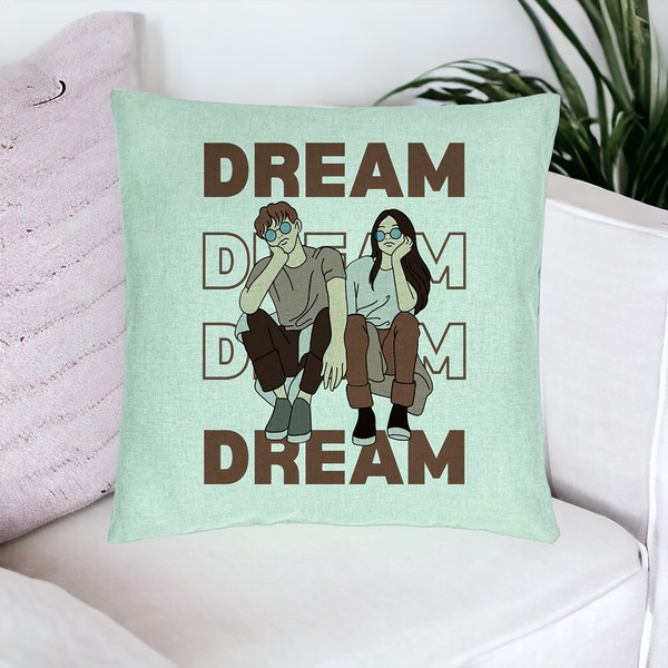 Perna Decorativa, Model Dream Friends, 40x40 cm, Verde Menta, Husa Detasabila, Burduf 16 bsc0278 PhotoRoom