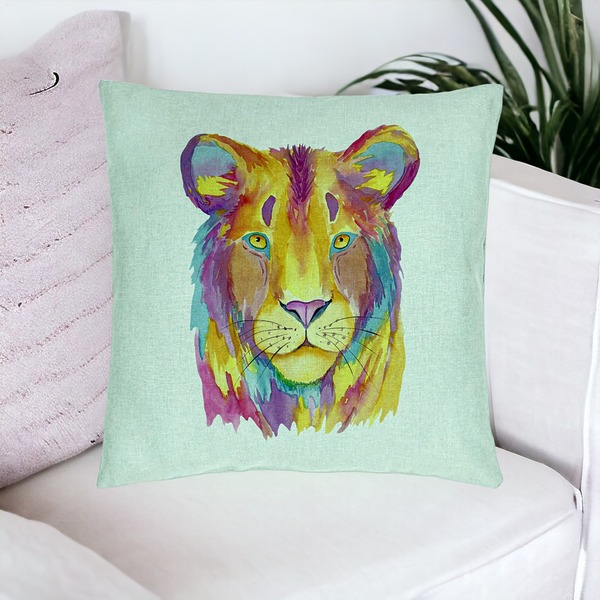 Perna Decorativa, Model Colorful Lion, 40x40 cm, Verde Menta, Husa Detasabila, Burduf 19 bsc0279 PhotoRoom 3