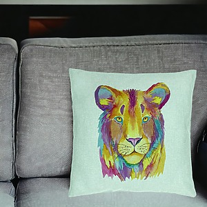 Alternative view of Perna Decorativa, Model Colorful Lion, 40x40 cm, Verde Menta, Husa Detasabila, Burduf