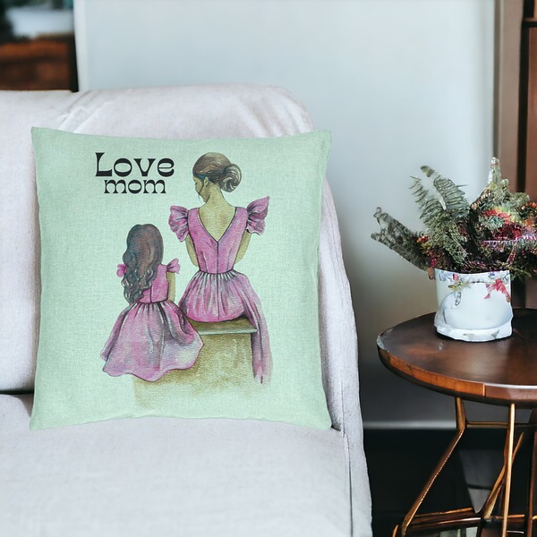 Perna Decorativa, Model Love Mom, 40x40 cm, Verde Menta, Husa Detasabila, Burduf 19 bsc0281 PhotoRoom 3