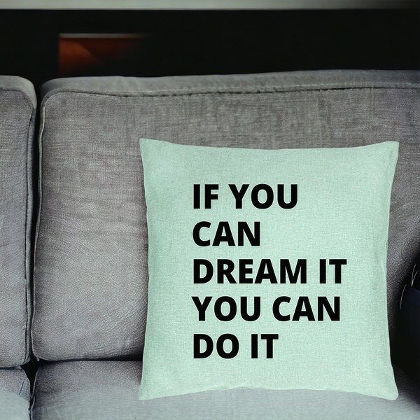 Perna Decorativa, Model If You can dream it You can do it, 40x40 cm, Verde Menta, Husa Detasabila, Burduf 18 bsc0282 PhotoRoom 2