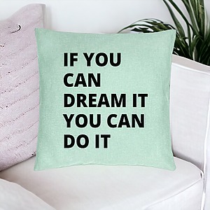 Alternative view of Perna Decorativa, Model If You can dream it You can do it, 40x40 cm, Verde Menta, Husa Detasabila, Burduf