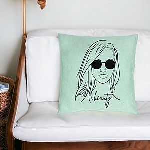 Alternative view of Perna Decorativa, Model Beauty life, 40x40 cm, Verde Menta, Husa Detasabila, Burduf