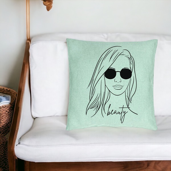 Perna Decorativa, Model Beauty life, 40x40 cm, Verde Menta, Husa Detasabila, Burduf 16 bsc0283 PhotoRoom