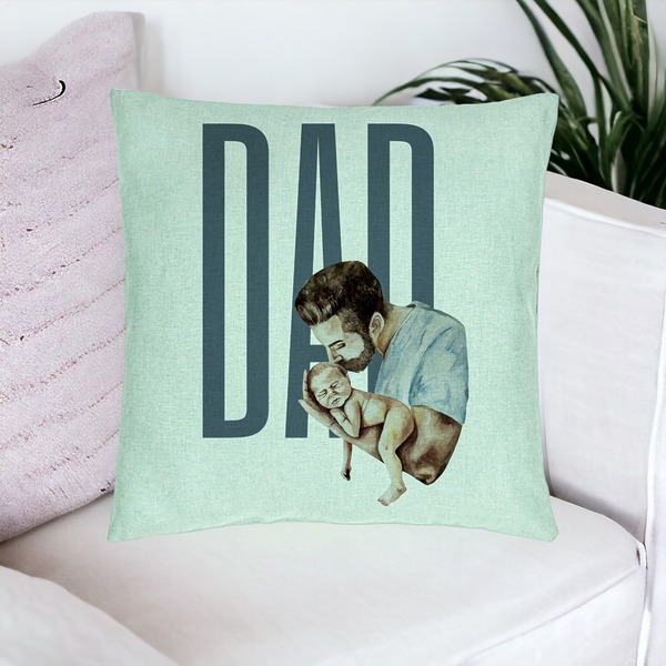 Perna Decorativa, Model Dad's Love, 40x40 cm, Verde Menta, Husa Detasabila, Burduf 16 bsc0285 PhotoRoom