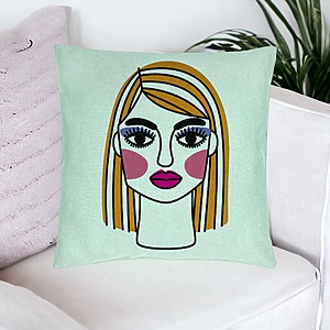 Alternative view of Perna Decorativa, Model Paint, 40x40 cm, Verde Menta, Husa Detasabila, Burduf