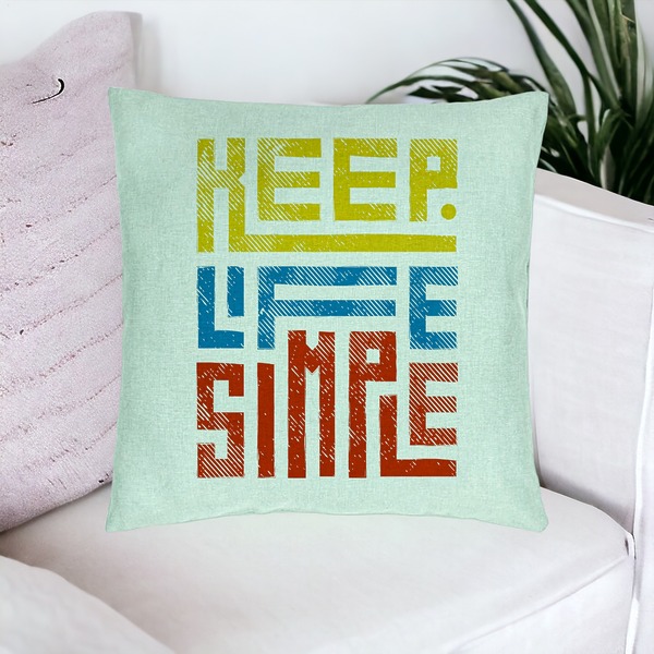 Perna Decorativa, Model Keep Life Simple, 40x40 cm, Verde Menta, Husa Detasabila, Burduf 16 bsc0287 PhotoRoom