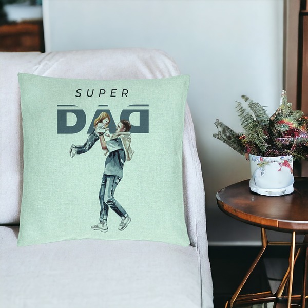 Perna Decorativa, Model Super Dad, 40x40 cm, Verde Menta, Husa Detasabila, Burduf 19 bsc0288 PhotoRoom 3
