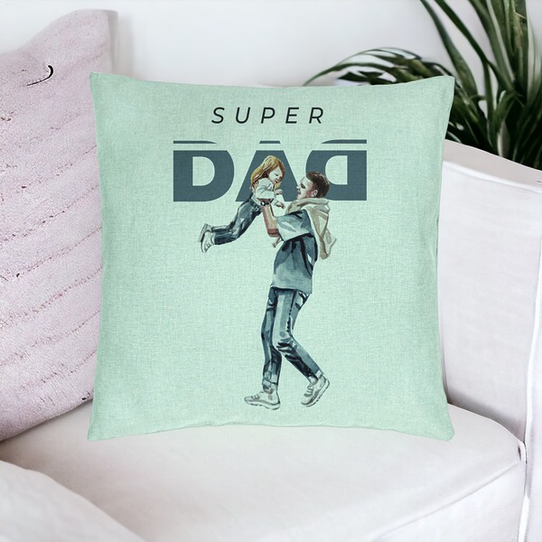 Perna Decorativa, Model Super Dad, 40x40 cm, Verde Menta, Husa Detasabila, Burduf 16 bsc0288 PhotoRoom