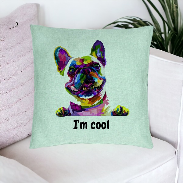 Perna Decorativa, Model I'm cool Colorful, 40x40 cm, Verde Menta, Husa Detasabila, Burduf 16 bsc0289 PhotoRoom