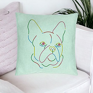 Alternative view of Perna Decorativa, Model Doggo MultiColor, 40x40 cm, Verde Menta, Husa Detasabila, Burduf