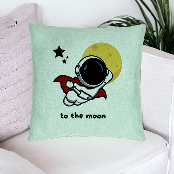 Perna Decorativa, Model To the Moon, 40x40 cm, Verde Menta, Husa Detasabila, Burduf 16 bsc0291 PhotoRoom