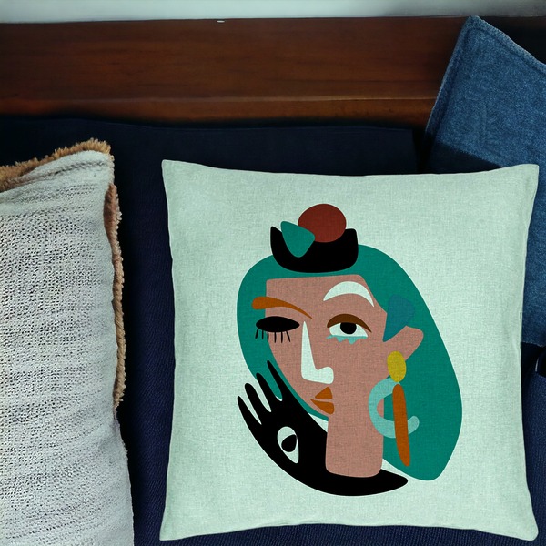 Perna Decorativa, Model Picasso style, 40x40 cm, Verde Menta, Husa Detasabila, Burduf 17 bsc0292 PhotoRoom 1