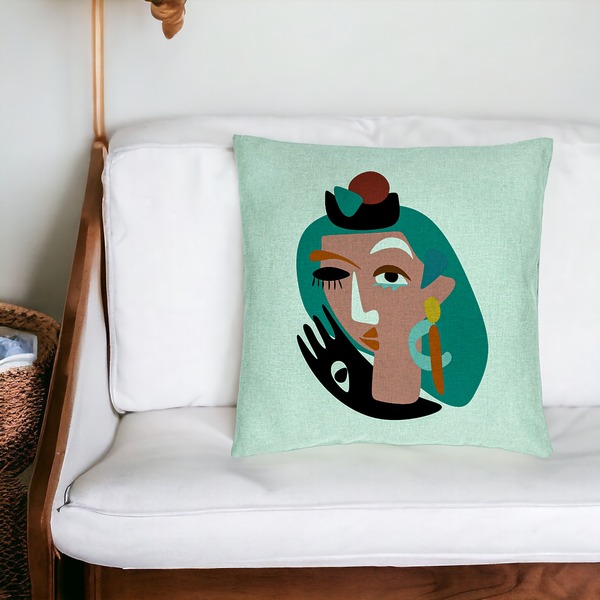 Perna Decorativa, Model Picasso style, 40x40 cm, Verde Menta, Husa Detasabila, Burduf 20 bsc0292 PhotoRoom 4