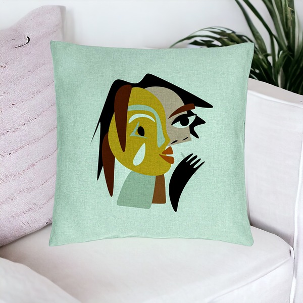 Perna Decorativa, Model Picasso style 2, 40x40 cm, Verde Menta, Husa Detasabila, Burduf 16 bsc0293 PhotoRoom