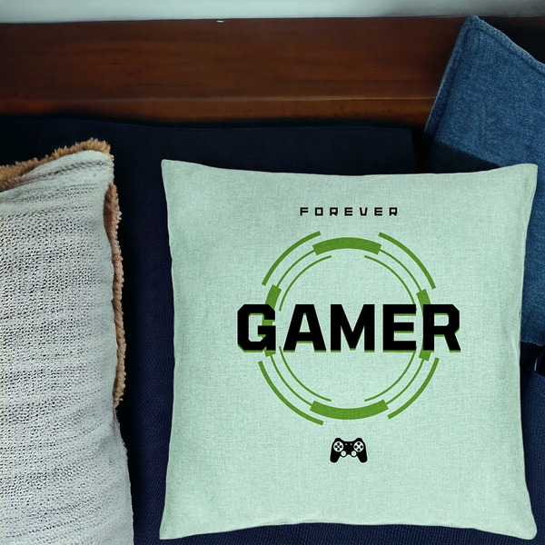 Perna Decorativa, Model Forever Gamer, 40x40 cm, Verde Menta, Husa Detasabila, Burduf 17 bsc0294 PhotoRoom 1