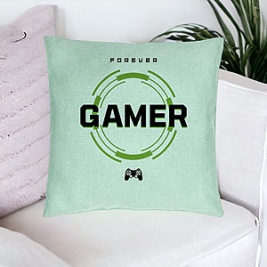 Alternative view of Perna Decorativa, Model Forever Gamer, 40x40 cm, Verde Menta, Husa Detasabila, Burduf