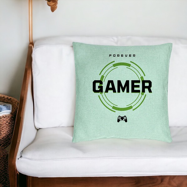 Perna Decorativa, Model Forever Gamer, 40x40 cm, Verde Menta, Husa Detasabila, Burduf 20 bsc0294 PhotoRoom 4