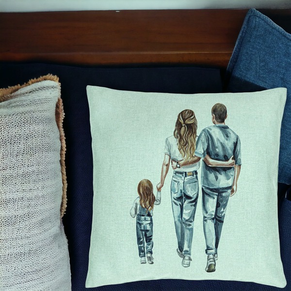 Perna Decorativa, Model Family in Blue, 40x40 cm, Verde Menta, Husa Detasabila, Burduf 19 bsc0295 PhotoRoom 3