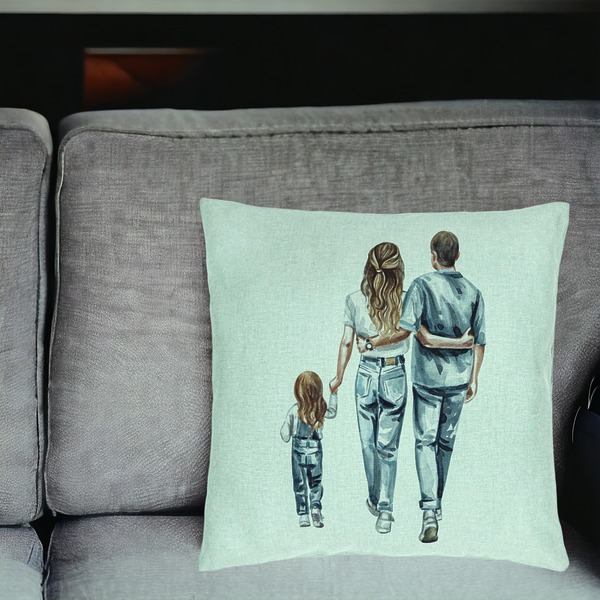 Perna Decorativa, Model Family in Blue, 40x40 cm, Verde Menta, Husa Detasabila, Burduf 20 bsc0295 PhotoRoom 4