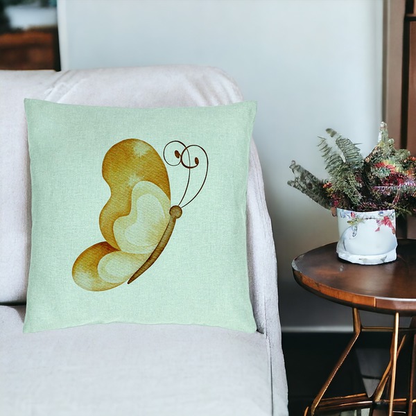 Perna Decorativa, Model Brown Butterfly, 40x40 cm, Verde Menta, Husa Detasabila, Burduf 19 bsc0296 PhotoRoom 3