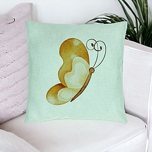 Alternative view of Perna Decorativa, Model Brown Butterfly, 40x40 cm, Verde Menta, Husa Detasabila, Burduf