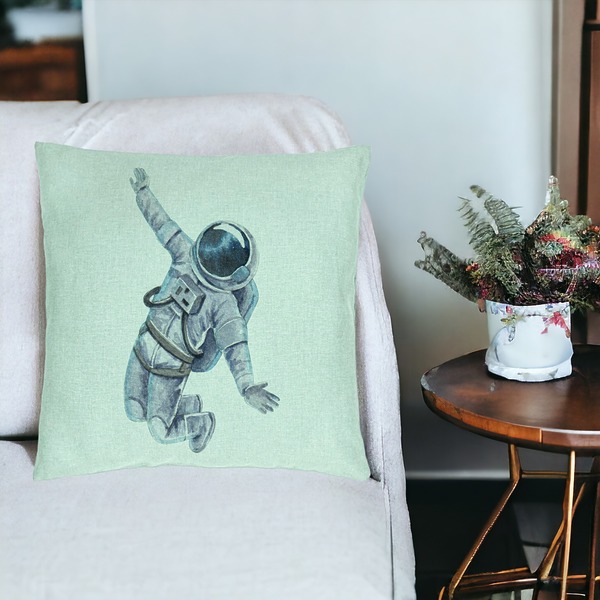 Perna Decorativa, Model On the Moon, 40x40 cm, Verde Menta, Husa Detasabila, Burduf 19 bsc0297 PhotoRoom 3