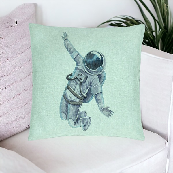 Perna Decorativa, Model On the Moon, 40x40 cm, Verde Menta, Husa Detasabila, Burduf 16 bsc0297 PhotoRoom