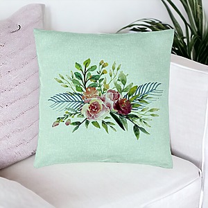 Alternative view of Perna Decorativa, Model Florale de vara, 40x40 cm, Verde Menta, Husa Detasabila, Burduf