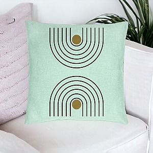 Alternative view of Perna Decorativa, Model Abstract Lines, 40x40 cm, Verde Menta, Husa Detasabila, Burduf