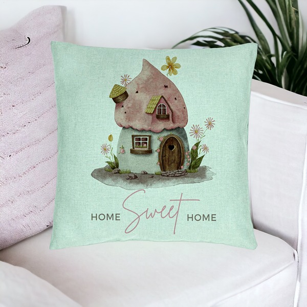 Perna Decorativa, Model Home Sweet Home 1, 40x40 cm, Verde Menta, Husa Detasabila, Burduf 18 bsc0300 PhotoRoom 2