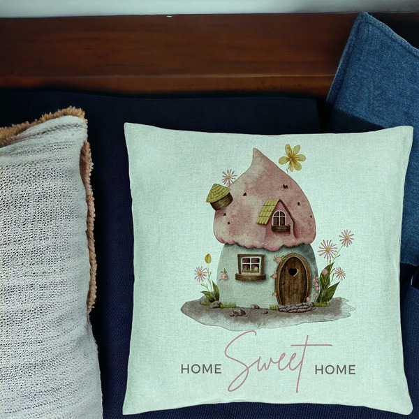 Perna Decorativa, Model Home Sweet Home 1, 40x40 cm, Verde Menta, Husa Detasabila, Burduf 19 bsc0300 PhotoRoom 3