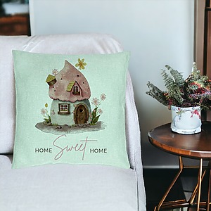 Alternative view of Perna Decorativa, Model Home Sweet Home 1, 40x40 cm, Verde Menta, Husa Detasabila, Burduf