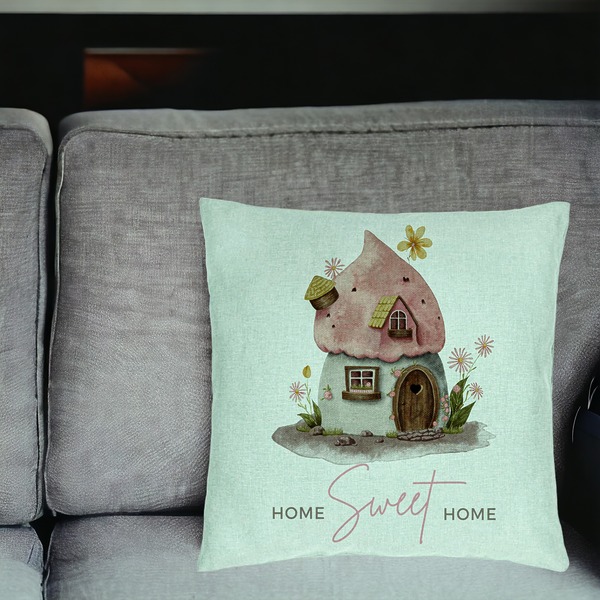 Perna Decorativa, Model Home Sweet Home 1, 40x40 cm, Verde Menta, Husa Detasabila, Burduf 20 bsc0300 PhotoRoom 4