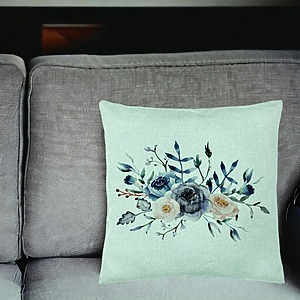 Alternative view of Perna Decorativa, Model Florale Verde Mentastre, 40x40 cm, Verde Menta, Husa Detasabila, Burduf