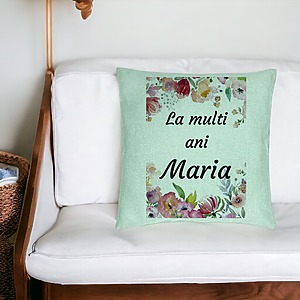 Alternative view of Perna Decorativa, Model La multi ani Maria 2, 40x40 cm, Verde Menta, Husa Detasabila, Burduf