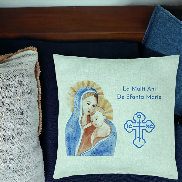 Perna Decorativa, Model La multi ani de Sfanta Maria, 40x40 cm, Verde Menta, Husa Detasabila, Burduf 17 bsc0306 PhotoRoom 1