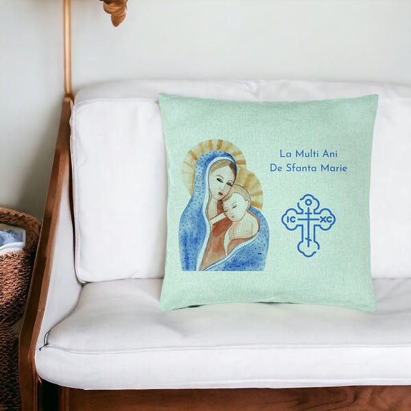Perna Decorativa, Model La multi ani de Sfanta Maria, 40x40 cm, Verde Menta, Husa Detasabila, Burduf 20 bsc0306 PhotoRoom 4
