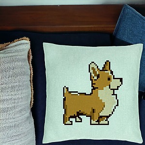 Alternative view of Perna Decorativa, Model Doggie, 40x40 cm, Verde Menta, Husa Detasabila, Burduf