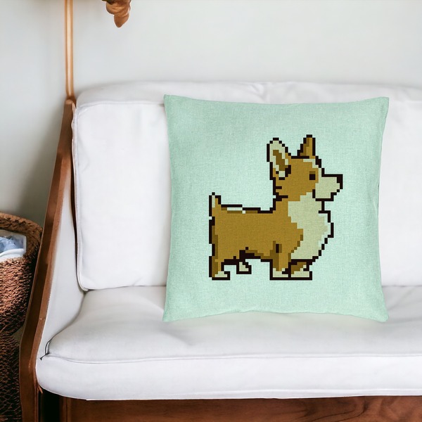 Perna Decorativa, Model Doggie, 40x40 cm, Verde Menta, Husa Detasabila, Burduf 19 bsc0308 PhotoRoom 4