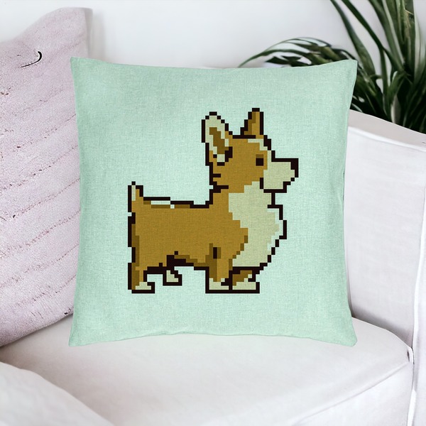 Perna Decorativa, Model Doggie, 40x40 cm, Verde Menta, Husa Detasabila, Burduf 20 bsc0308 PhotoRoom