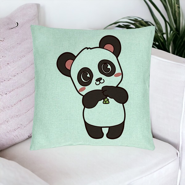 Perna Decorativa, Model Urs Panda, 40x40 cm, Verde Menta, Husa Detasabila, Burduf 17 bsc0311 PhotoRoom 1