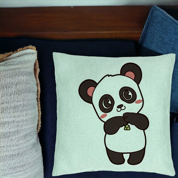 Perna Decorativa, Model Urs Panda, 40x40 cm, Verde Menta, Husa Detasabila, Burduf 16 bsc0311 PhotoRoom
