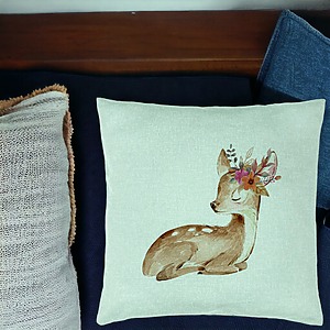 Alternative view of Perna Decorativa, Model Pui de Caprioara, 40x40 cm, Verde Menta, Husa Detasabila, Burduf