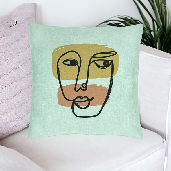 Perna Decorativa, Model Fata Femeie, 40x40 cm, Verde Menta, Husa Detasabila, Burduf 17 bsc0315 PhotoRoom 1