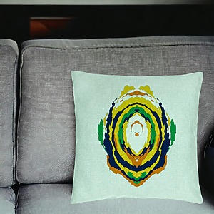 Alternative view of Perna Decorativa, Model Abstract, Multicolor, 40x40 cm, Verde Menta, Husa Detasabila, Burduf