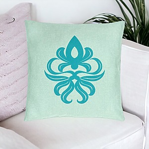 Alternative view of Perna Decorativa, Model Abstract ART, 40x40 cm, Verde Menta, Husa Detasabila, Burduf